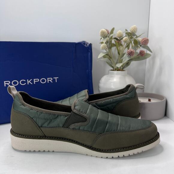 Rockport Axelrod Quilted Slip On Shoes Olive Green CI6928 Men 11 M NWB - Picture 7 of 9